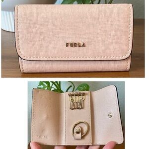 Furla Blush Pink Saffiano Leather Key & Card Holder